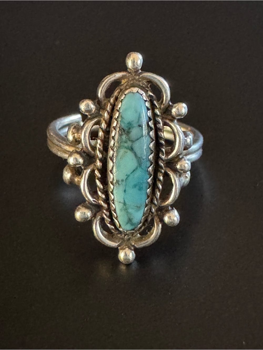 Vintage Beaucraft Sterling Silver Natural Turquoise Ring - Size 5